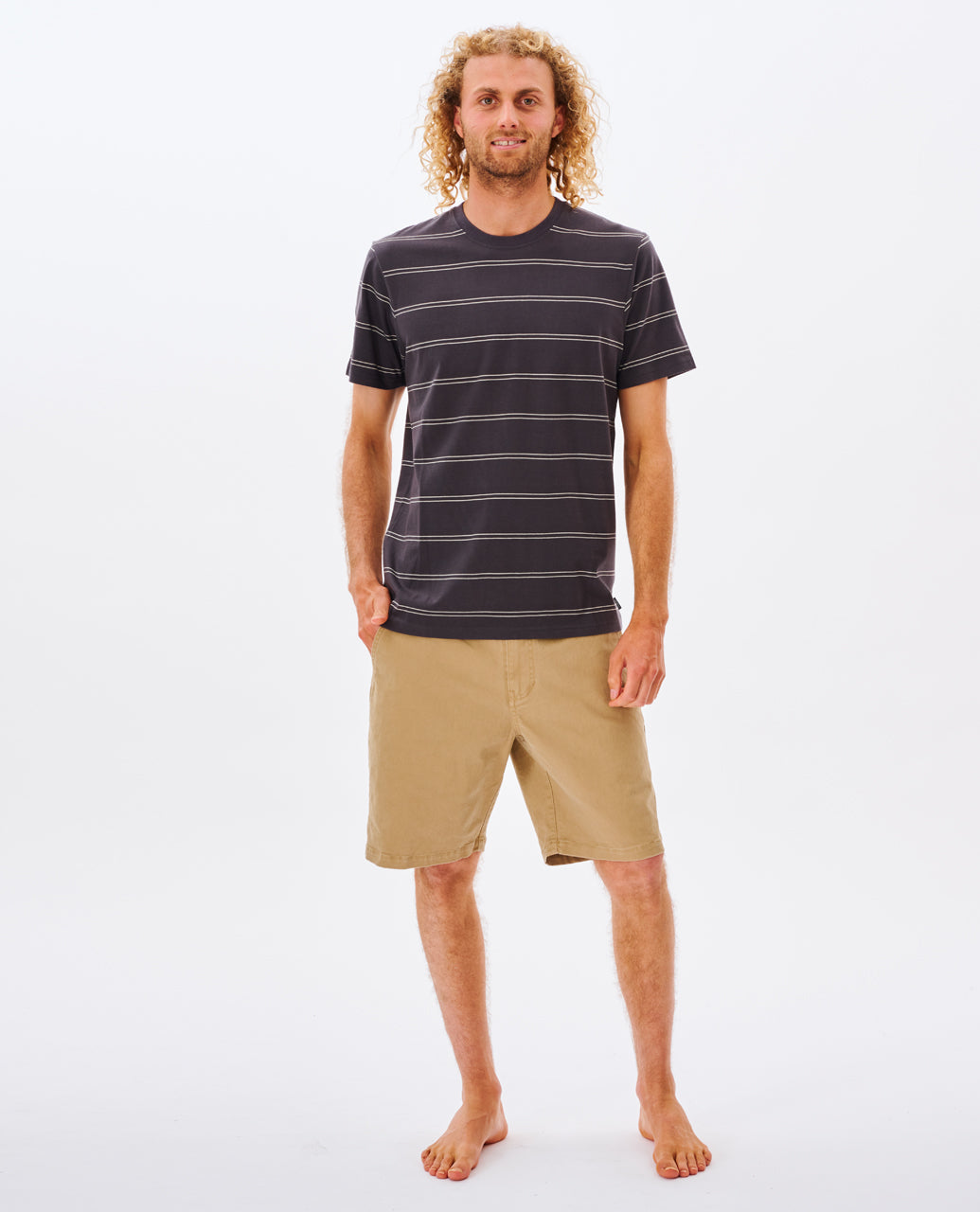 PLAIN STRIPE TEE - washed black