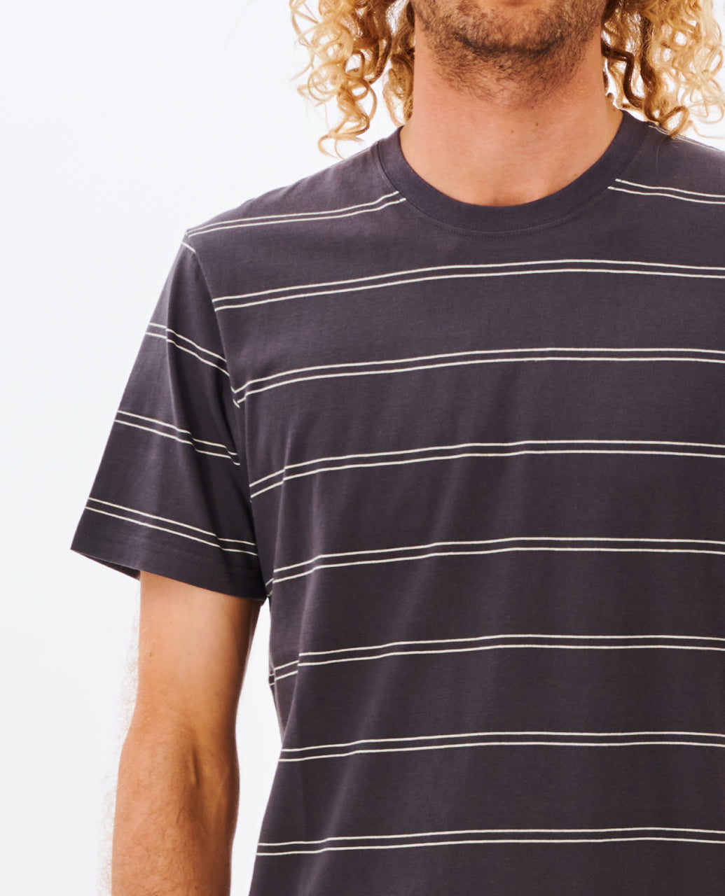 PLAIN STRIPE TEE - washed black