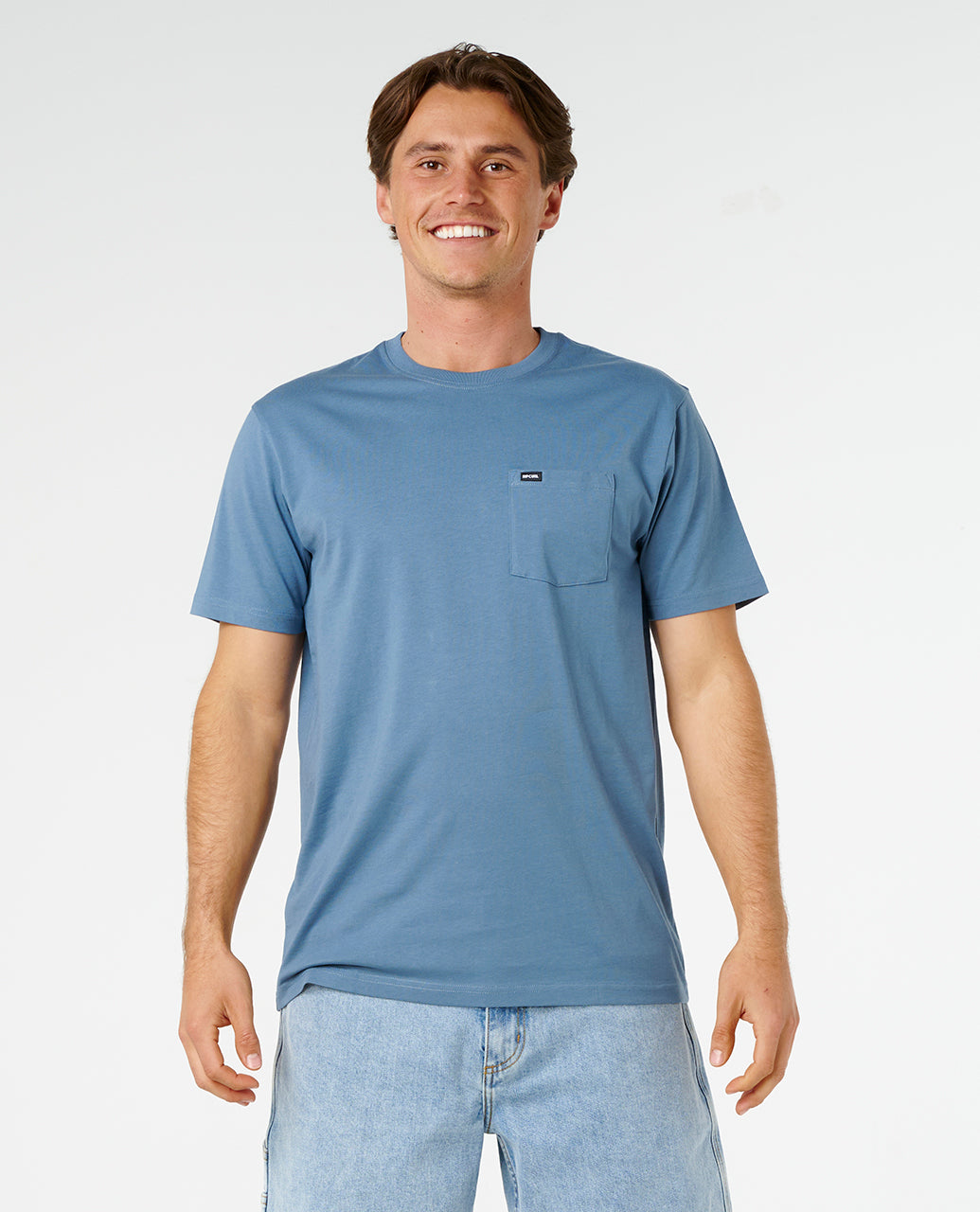 PLAIN POCKET TEE - bluefin