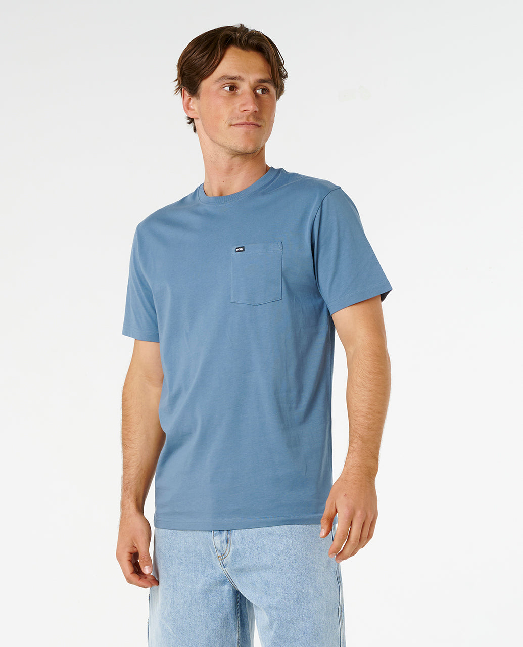 PLAIN POCKET TEE - bluefin