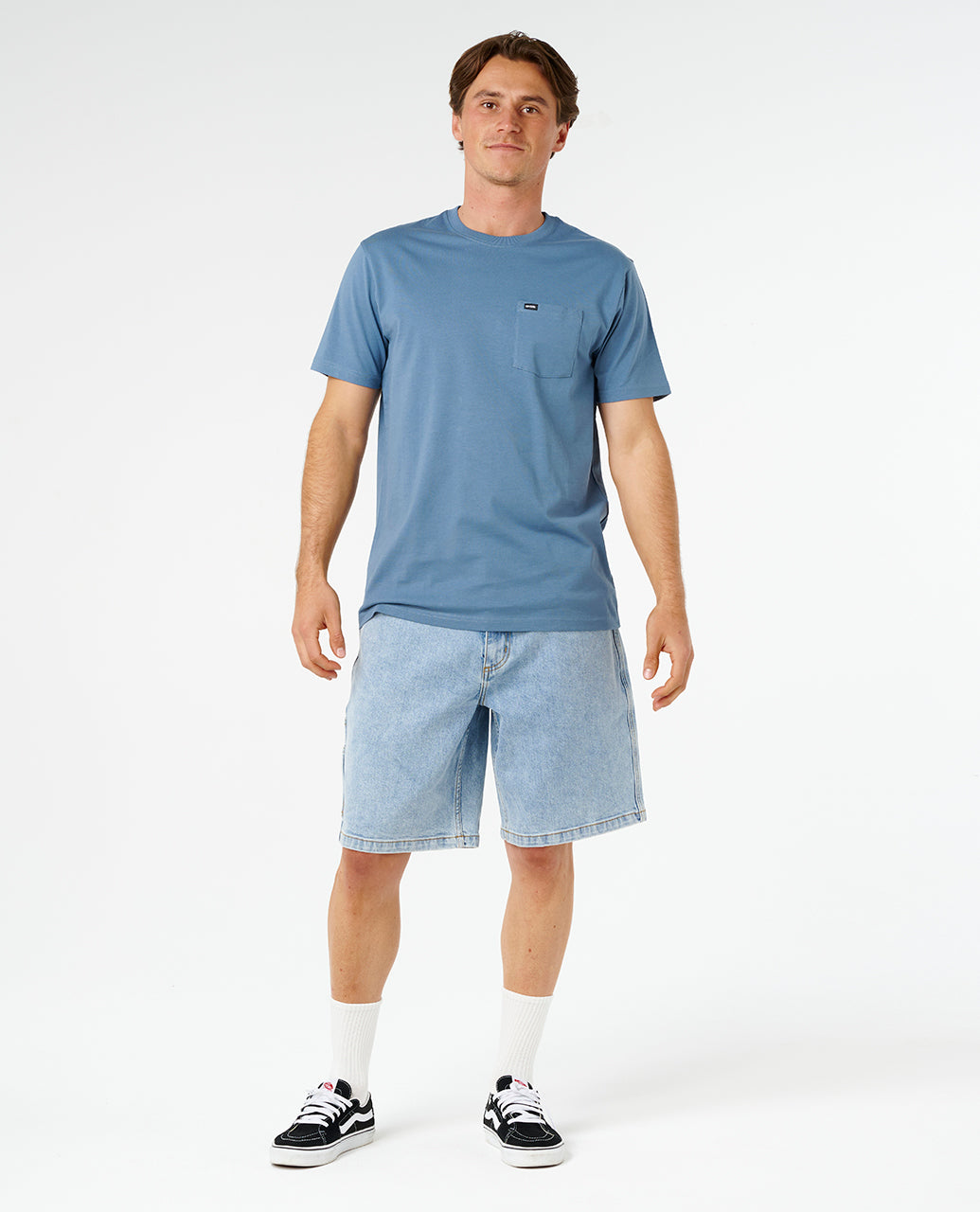 PLAIN POCKET TEE - bluefin