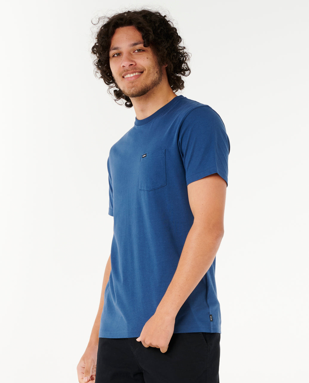 PLAIN POCKET TEE - washed navy