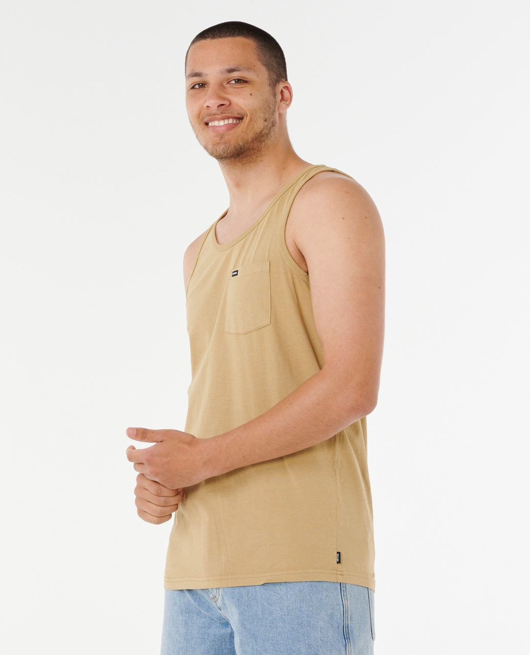 PLAIN TANK 2 - khaki rock
