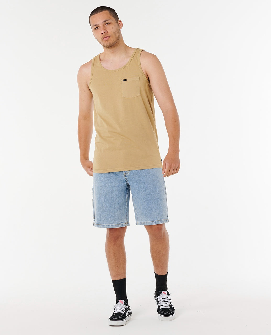 PLAIN TANK 2 - khaki rock