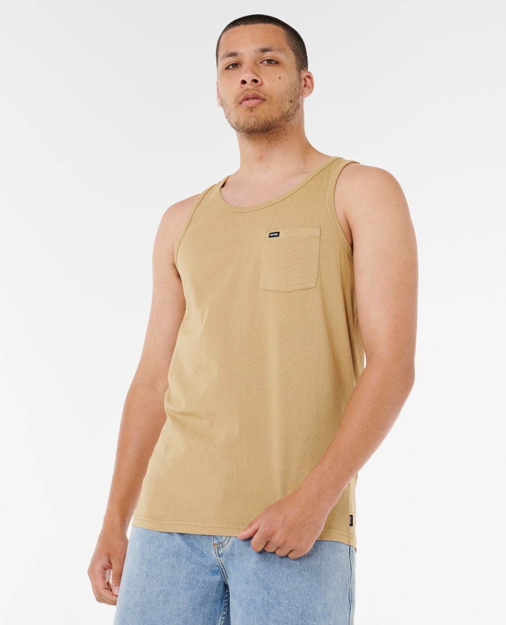PLAIN TANK 2 - khaki rock