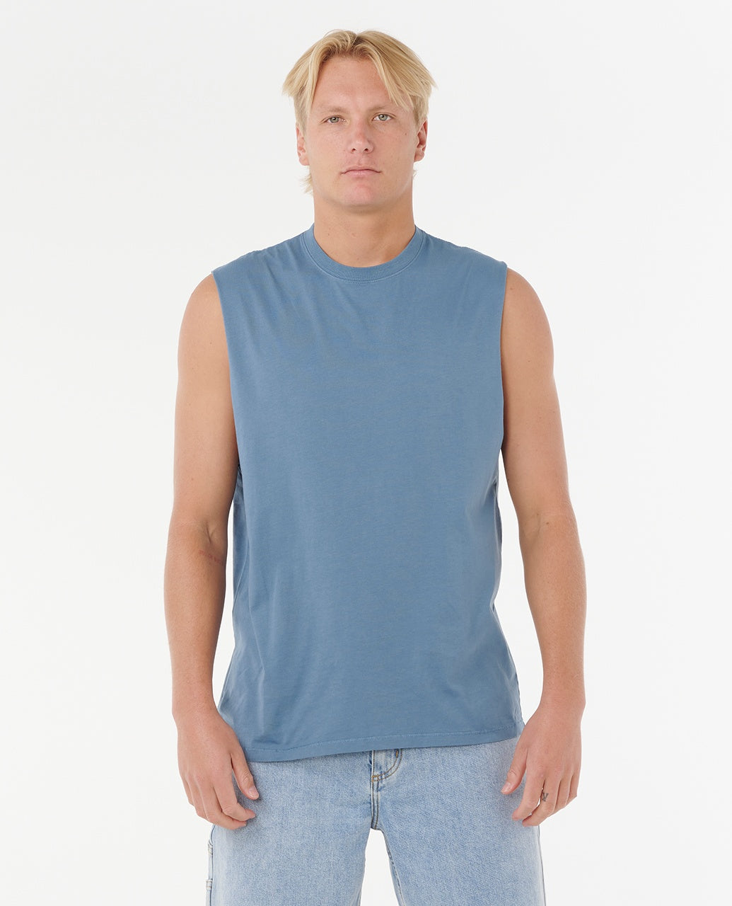 PLAIN II WASH MUSCLE - bluefin