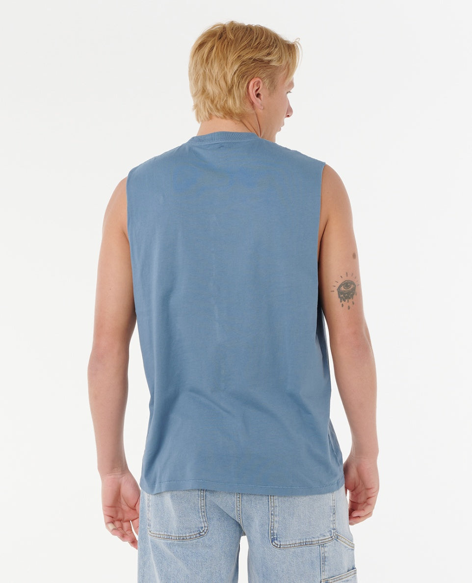 PLAIN II WASH MUSCLE - bluefin
