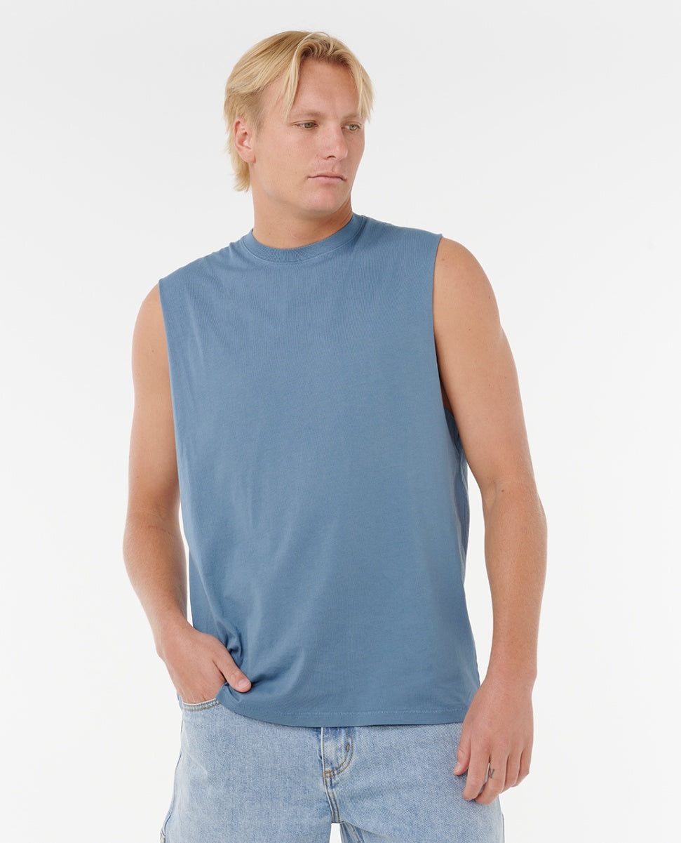PLAIN II WASH MUSCLE - bluefin