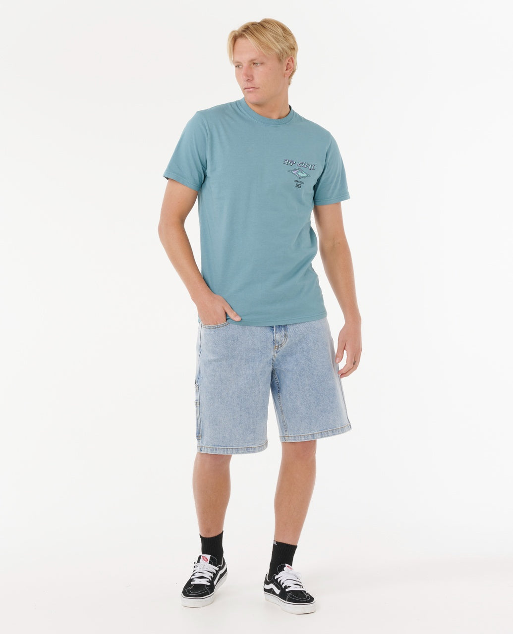 FADE OUT ICON TEE - storm blue