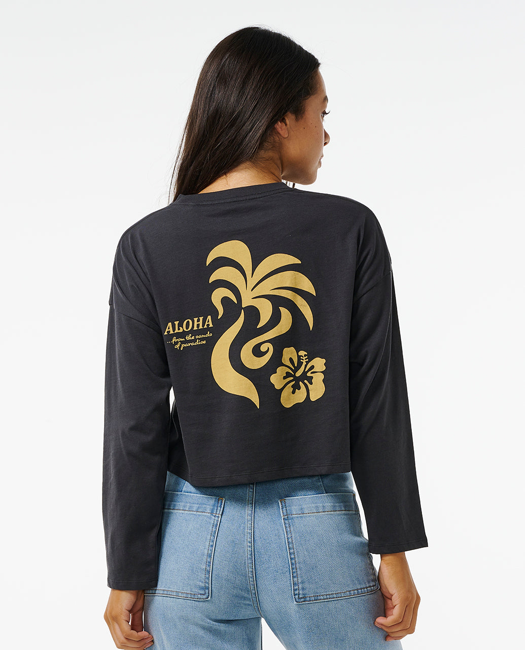 ALOHA LS TEE - washed black