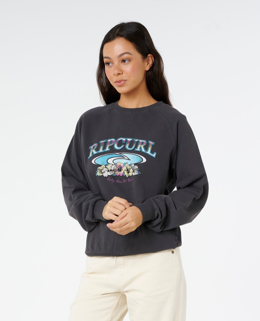 CATALINA ISLAND RAG CREW - washed black