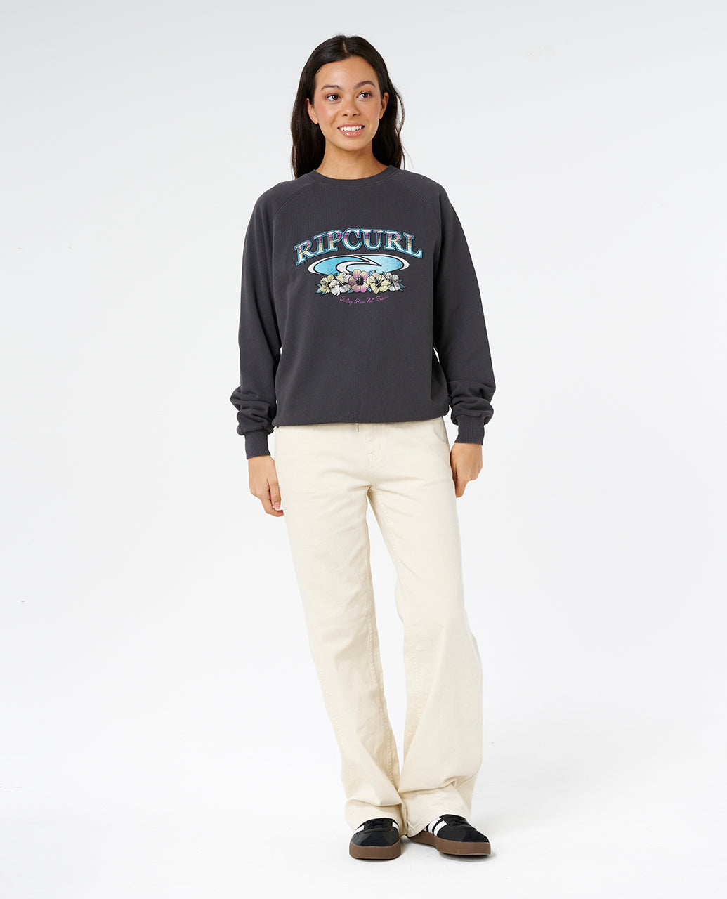 CATALINA ISLAND RAG CREW - washed black