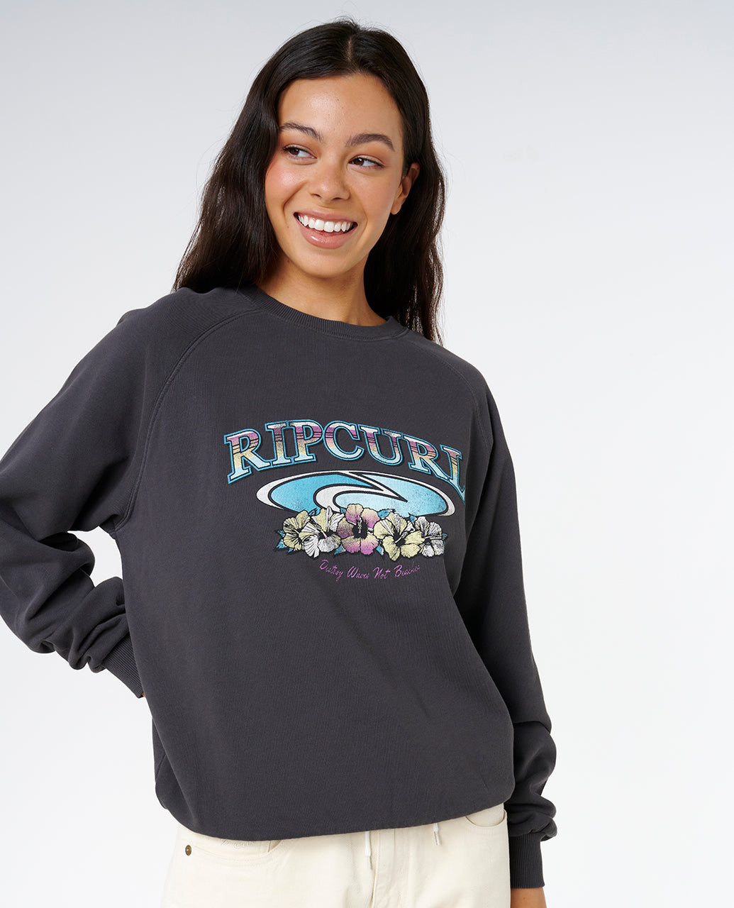 CATALINA ISLAND RAG CREW - washed black