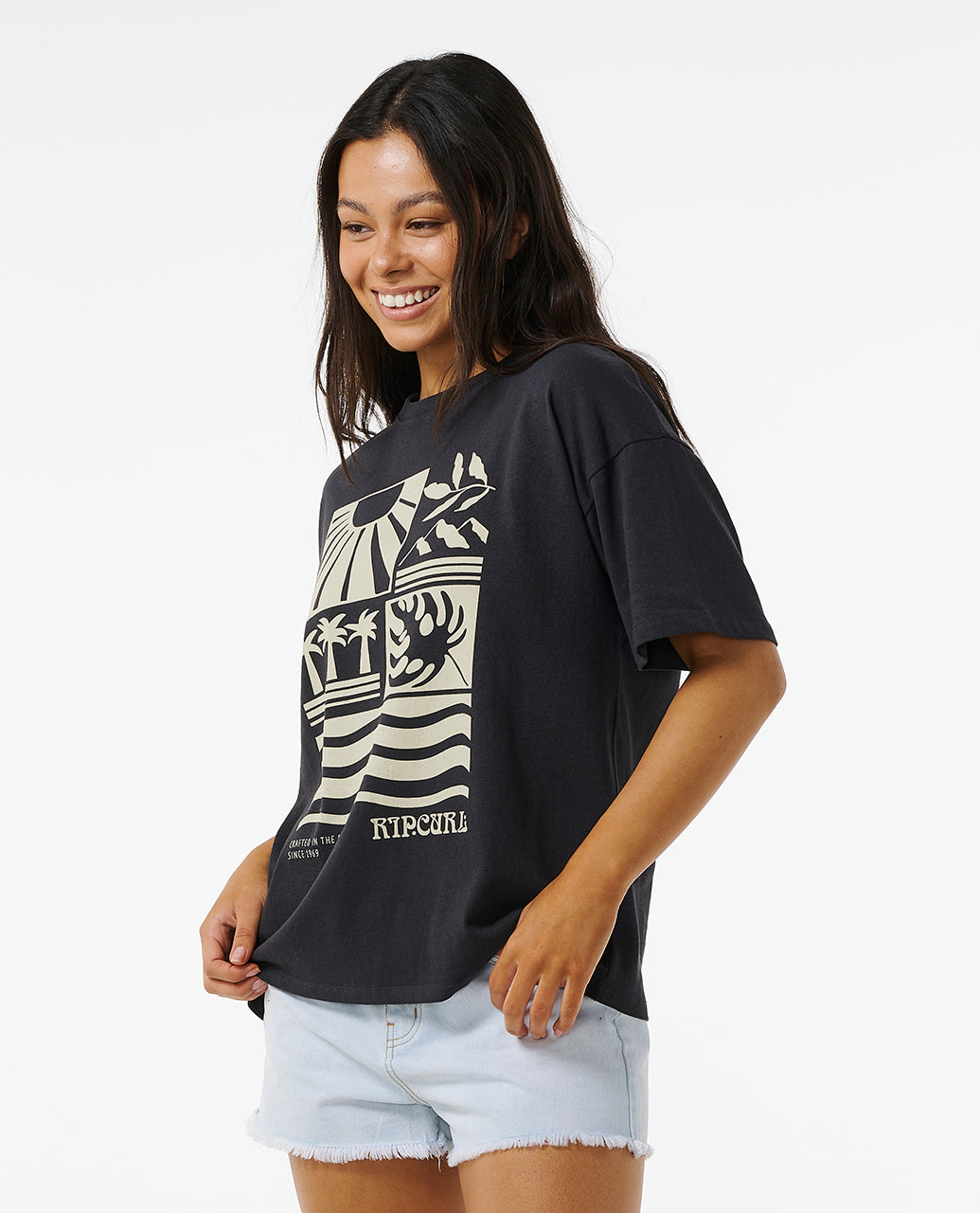 SANTORINI SUN HERITAGE TEE - washed black