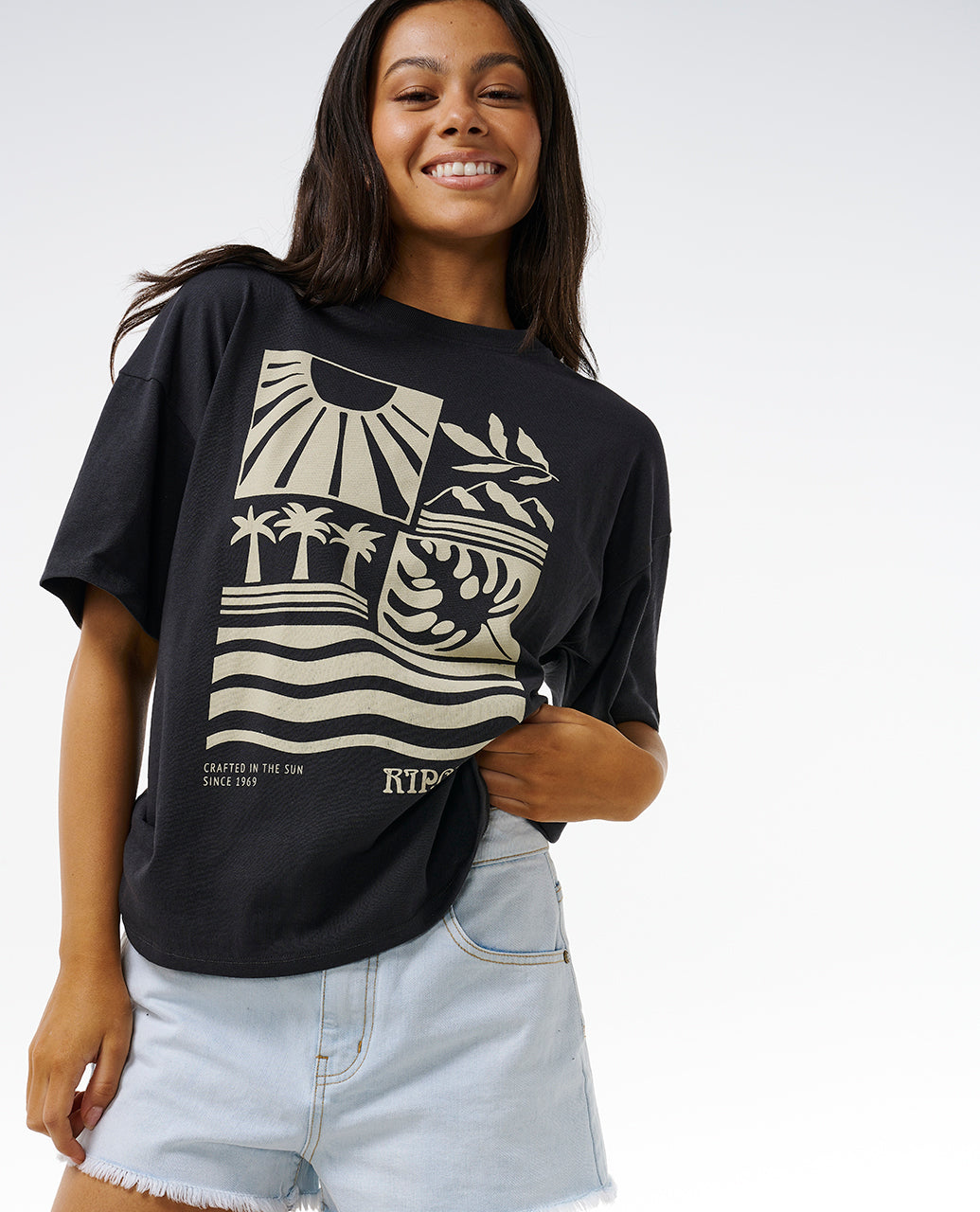 SANTORINI SUN HERITAGE TEE - washed black