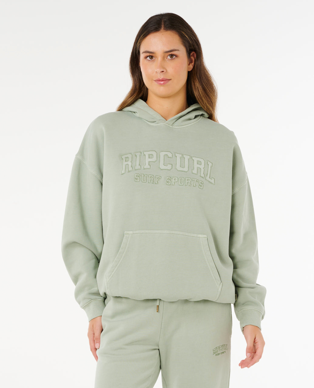 VARSITY SPORTS OVERSIZE HOOD - aqua gray