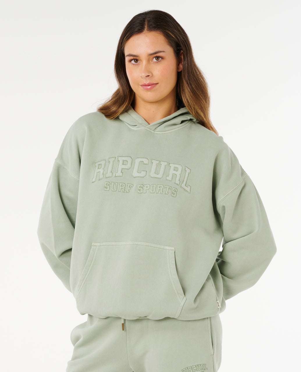 VARSITY SPORTS OVERSIZE HOOD - aqua gray