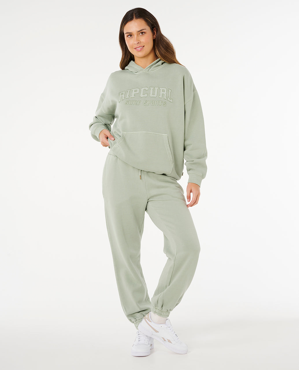 VARSITY SPORTS OVERSIZE HOOD - aqua gray