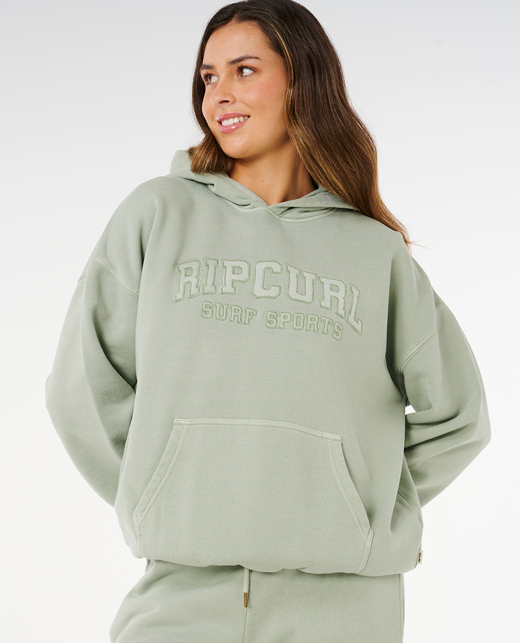 VARSITY SPORTS OVERSIZE HOOD - aqua gray