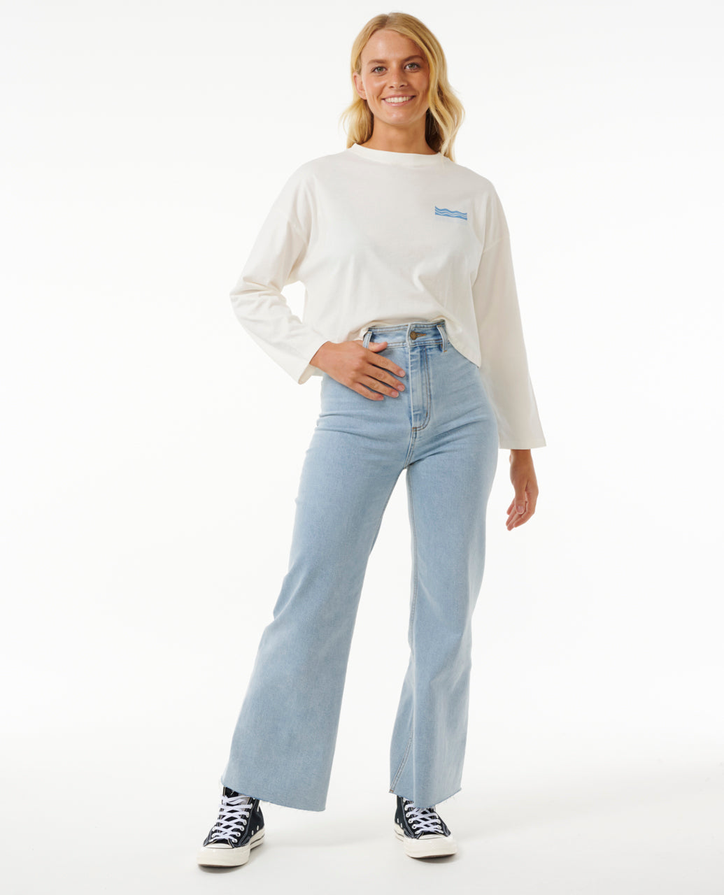CUT LAPS LONG SLEEVE TEE - bone