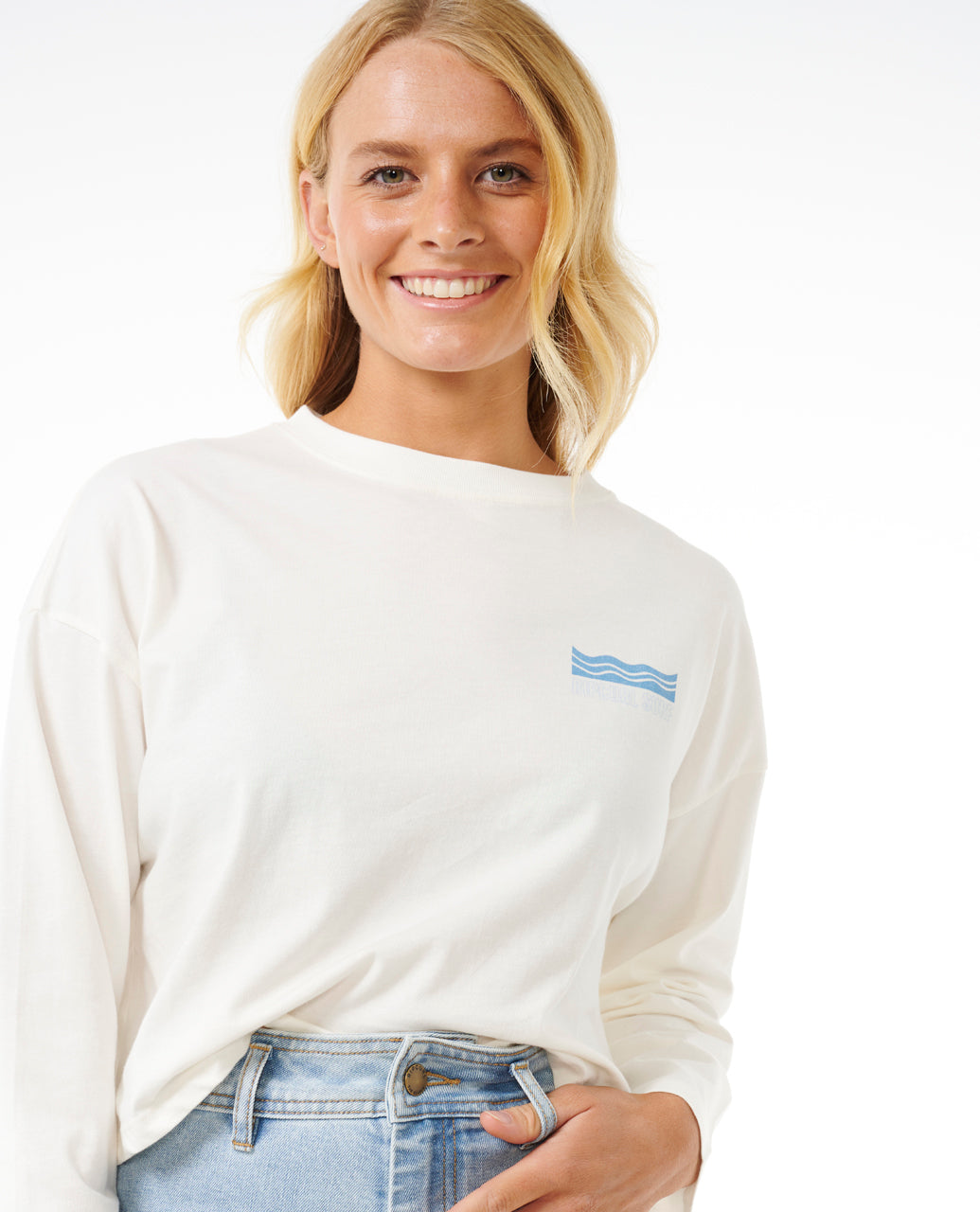 CUT LAPS LONG SLEEVE TEE - bone