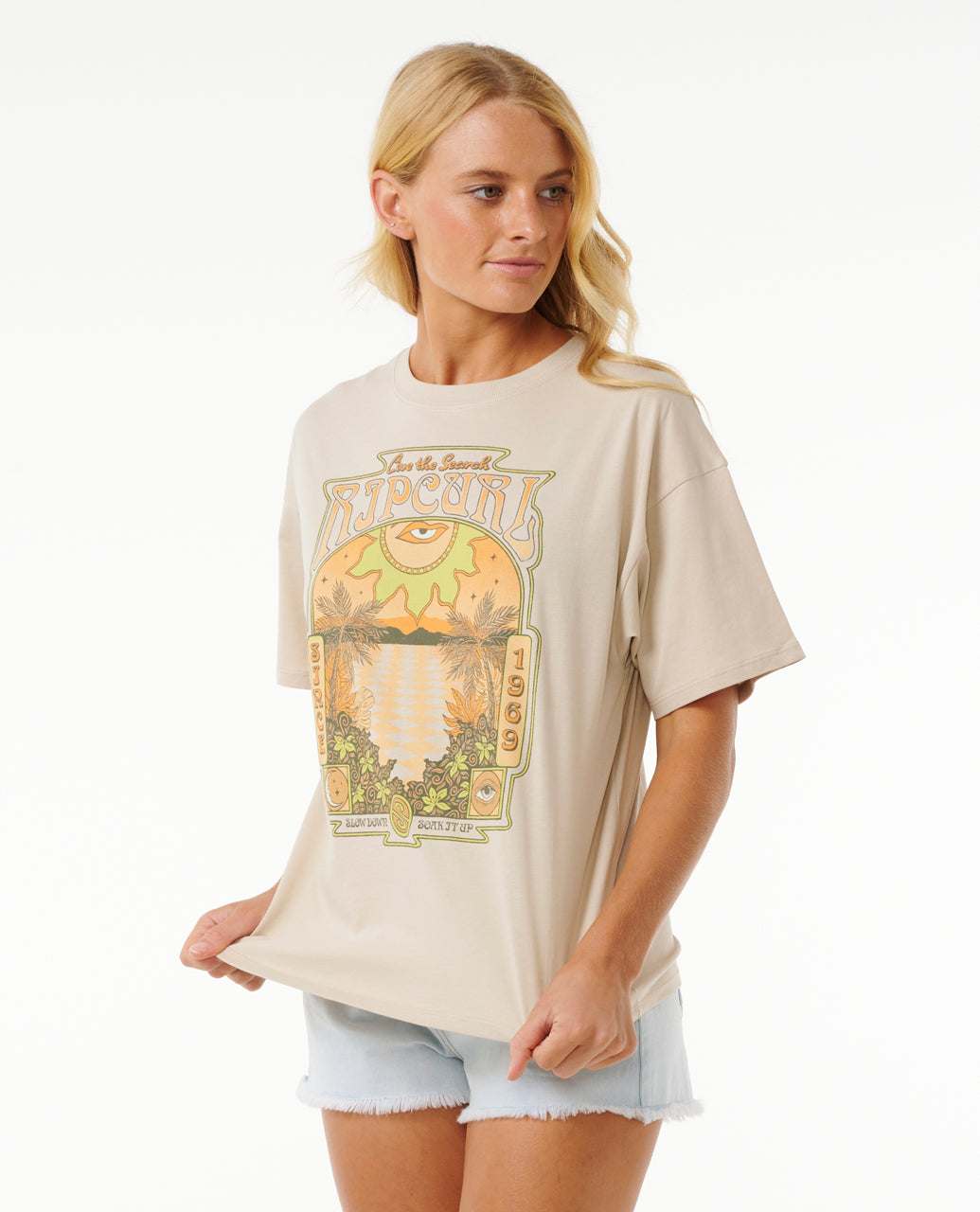 SLOW DOWN HERITAGE TEE - natural