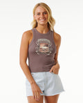 SEA SHELLS RIB TANK - eggplant