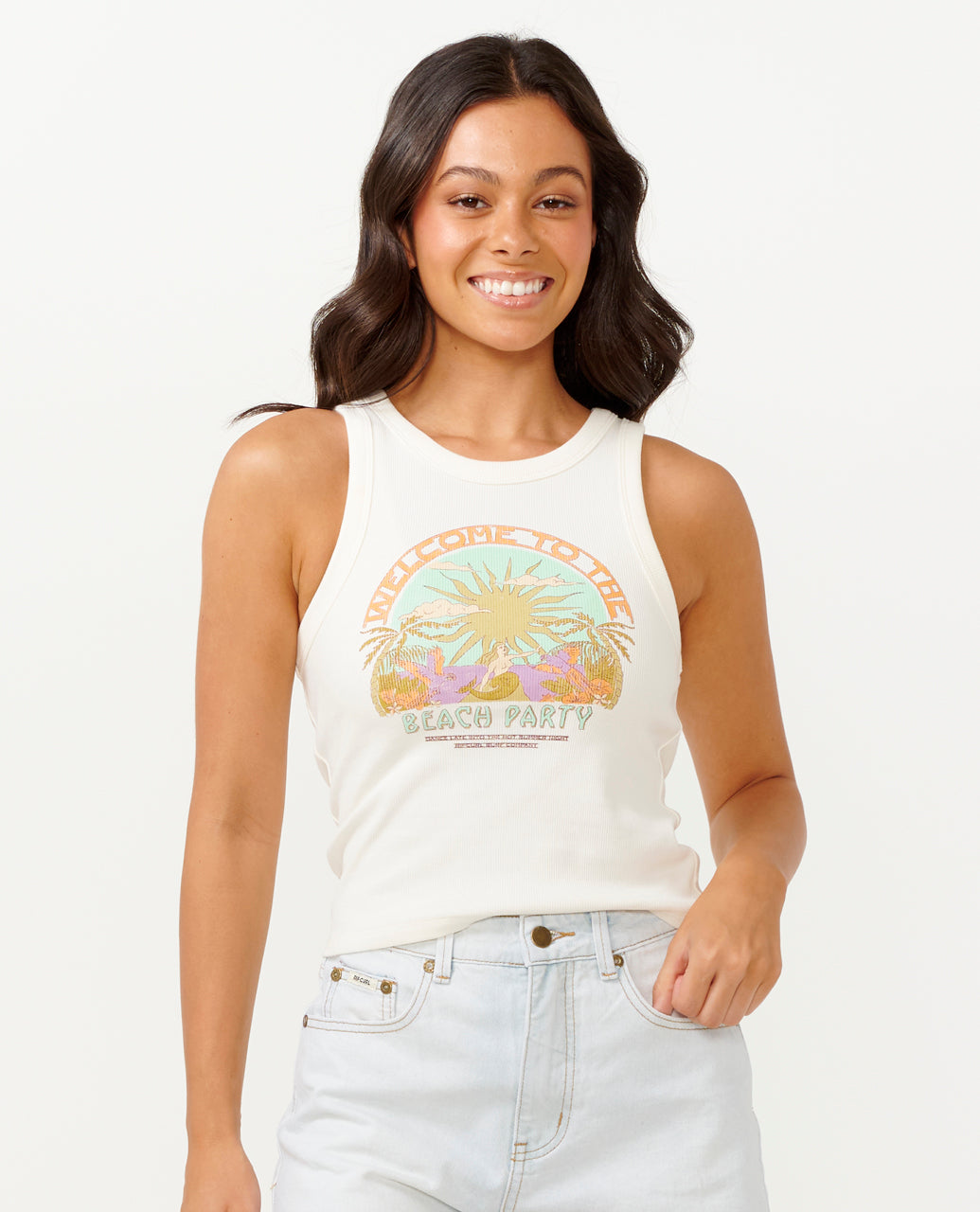 TROPICANA RIBBED TANK - bone