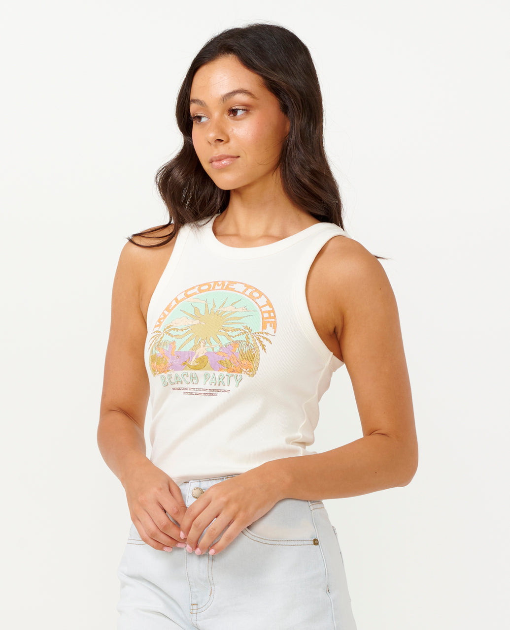 TROPICANA RIBBED TANK - bone