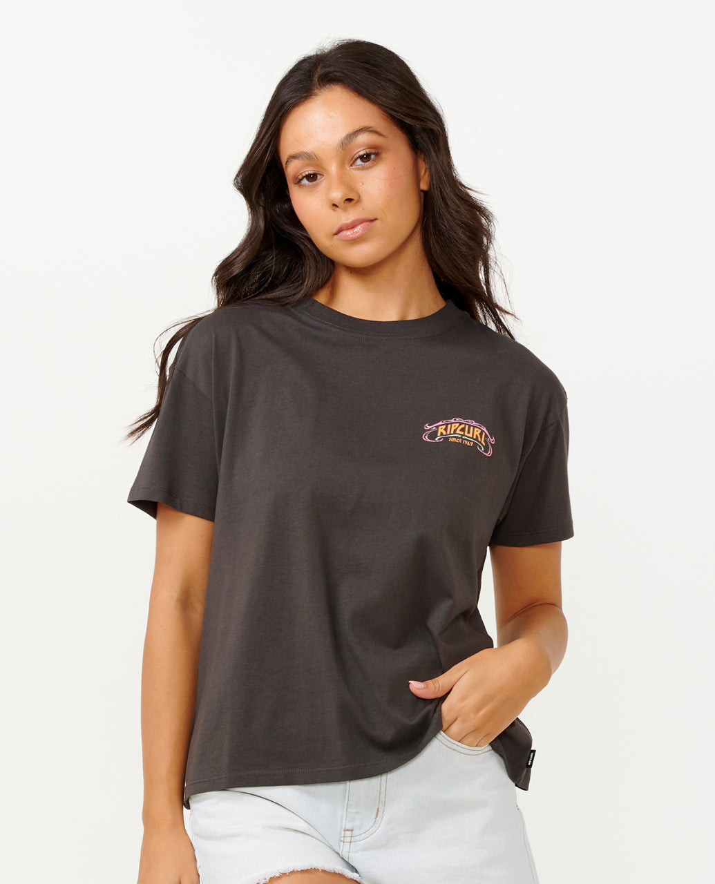 BEACH PARTY RELAXED TEE - washed black