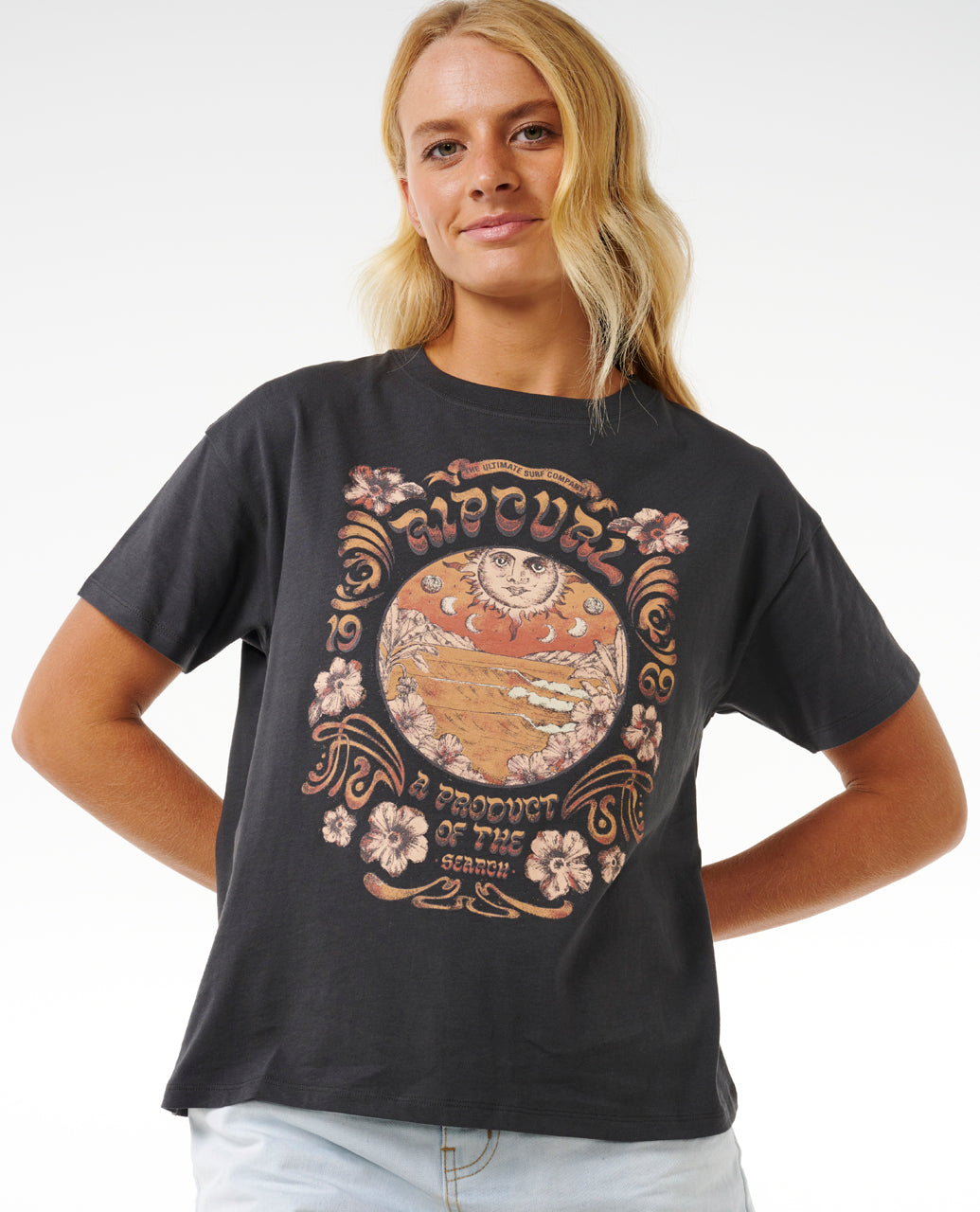 CELESTIAL SEARCH RELAXED TEE - washed black