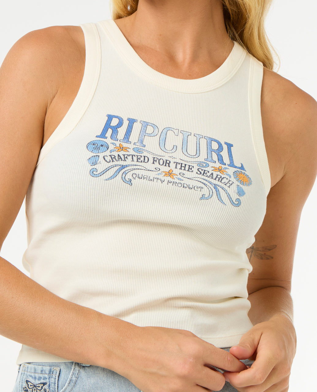 LUNA RIBBED TANK - bone