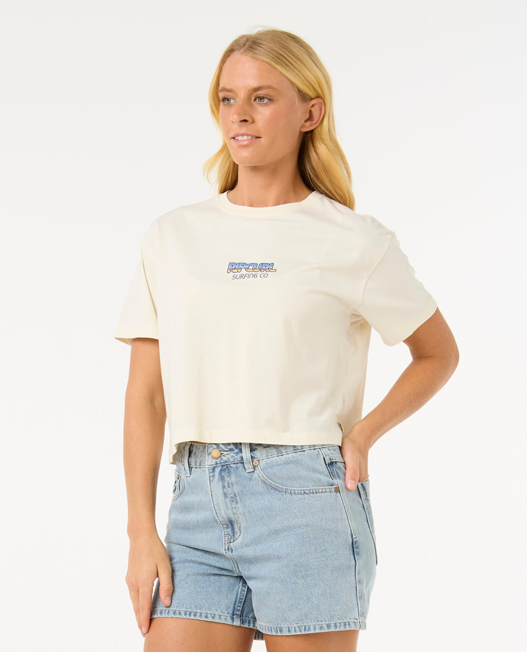 SUN & SEA CROP TEE - bone