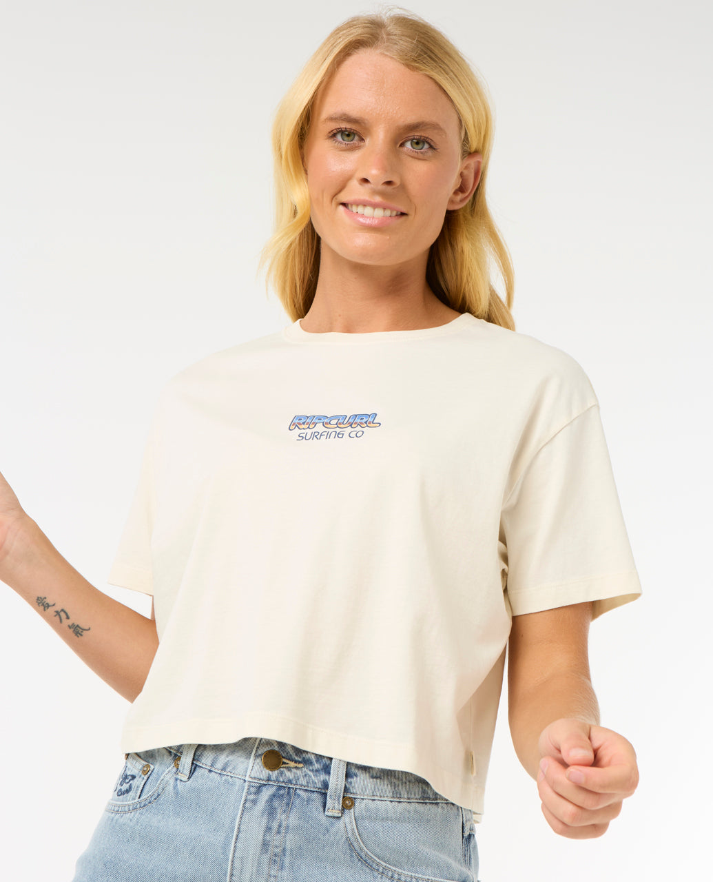 SUN & SEA CROP TEE - bone