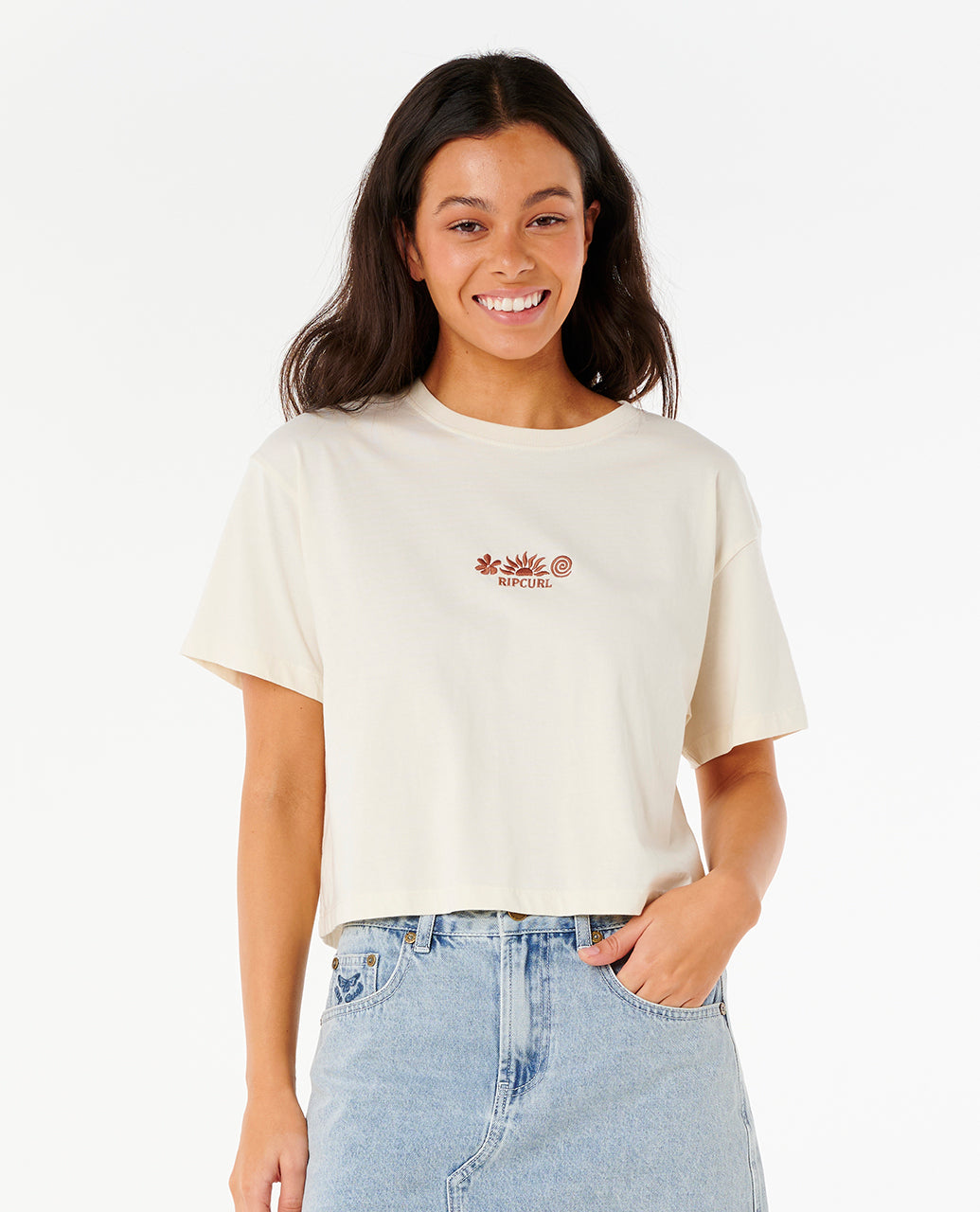 TOKENS CROP TEE - bone