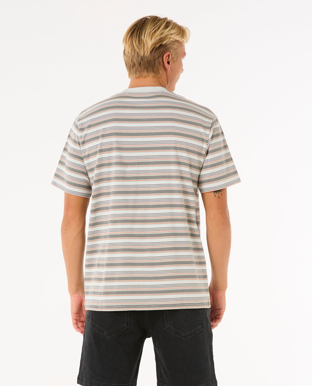 SEARCH STRIPE TEE - iced grey