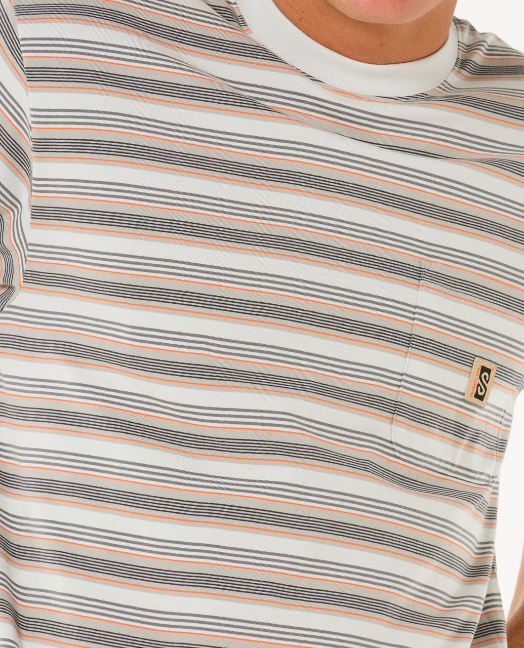 SEARCH STRIPE TEE - iced grey