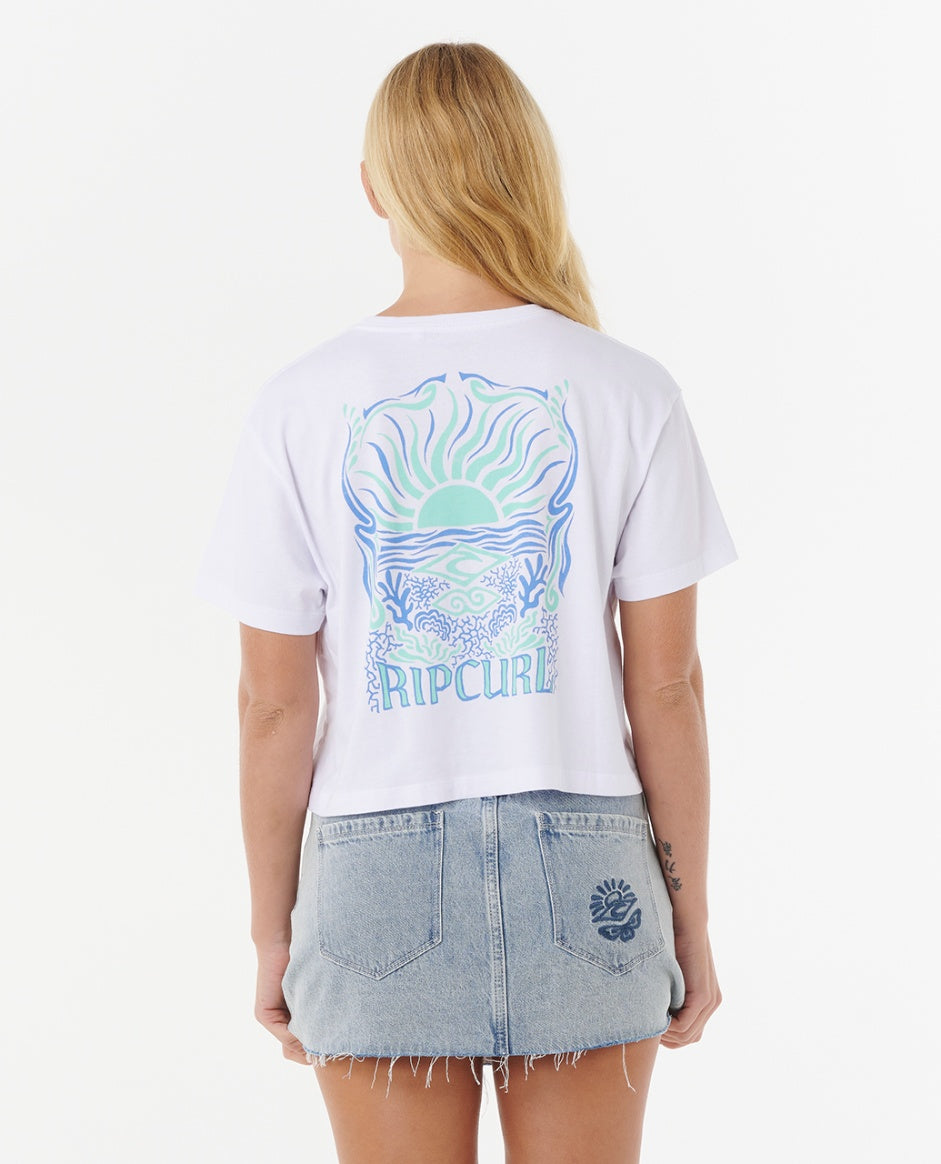 SUNRISE CROP TEE - white