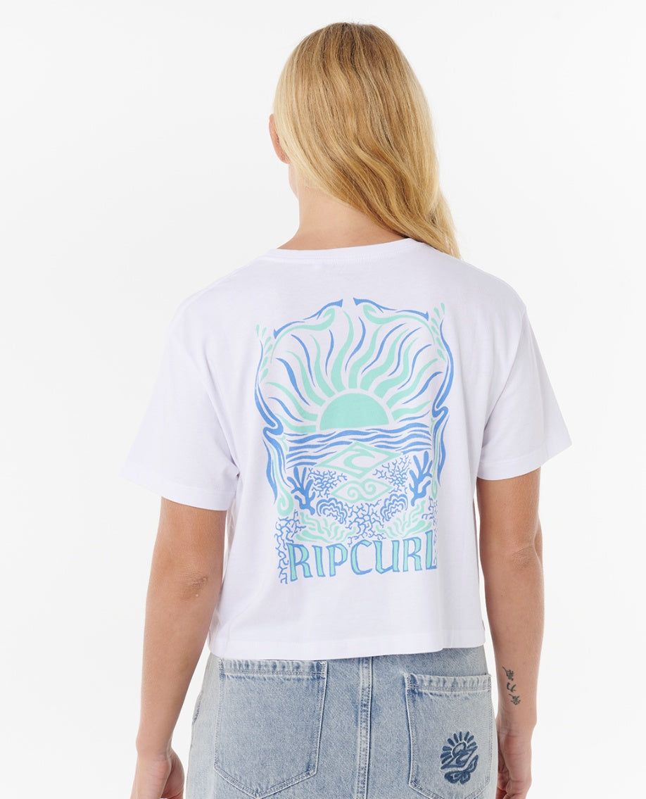 SUNRISE CROP TEE - white