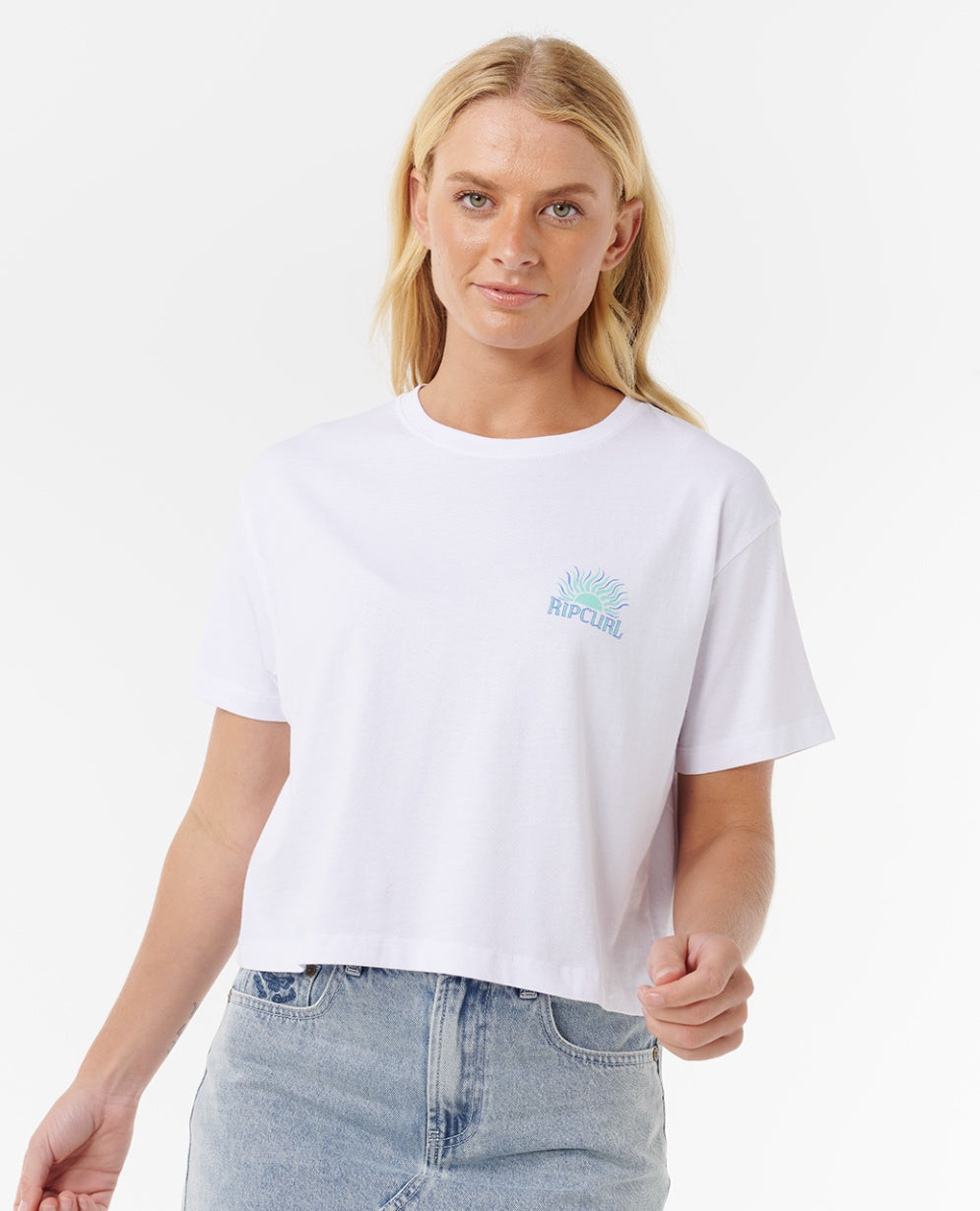 SUNRISE CROP TEE - white