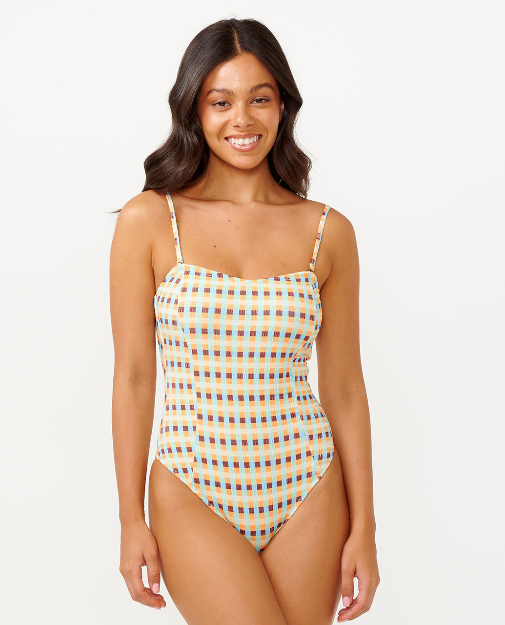 LOTTIE CHECK GOOD ONE PIECE - blue/tangerine
