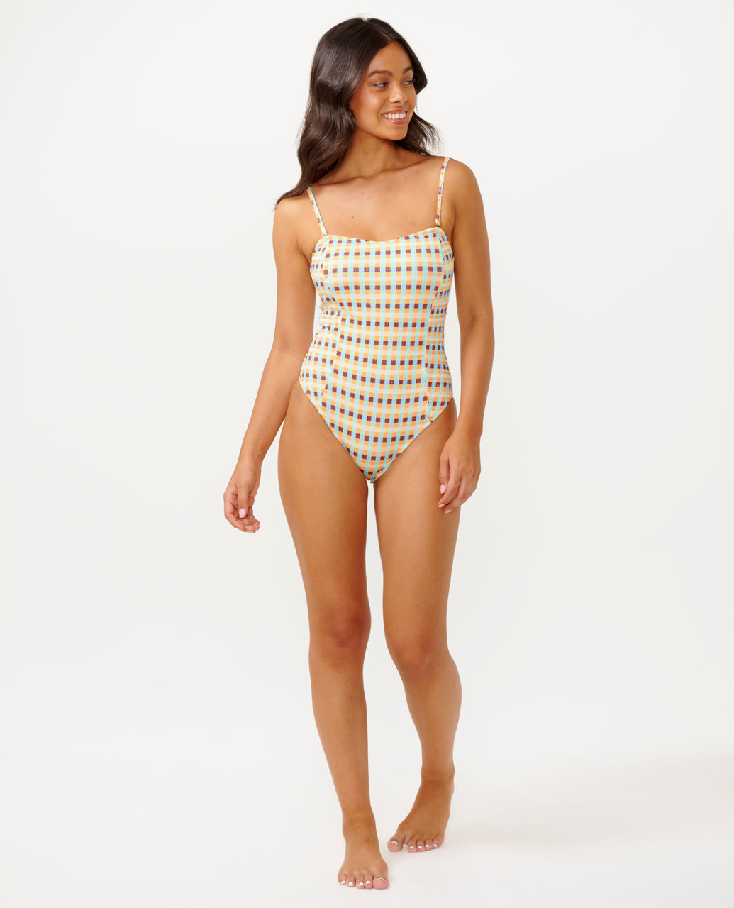 LOTTIE CHECK GOOD ONE PIECE - blue/tangerine