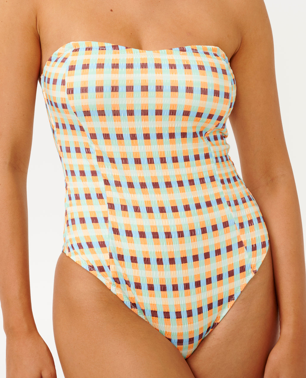 LOTTIE CHECK GOOD ONE PIECE - blue/tangerine