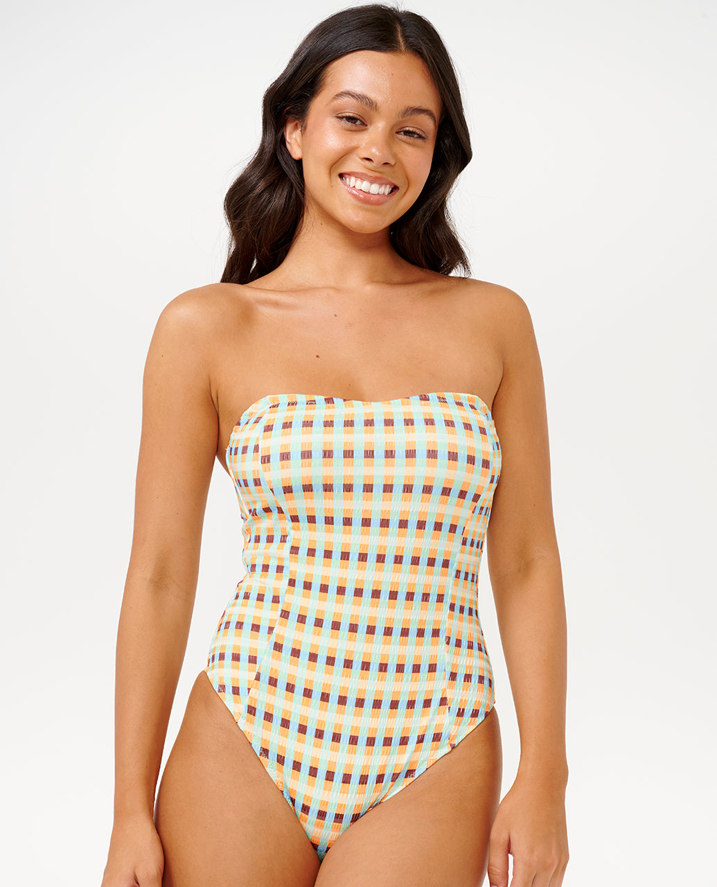 LOTTIE CHECK GOOD ONE PIECE - blue/tangerine