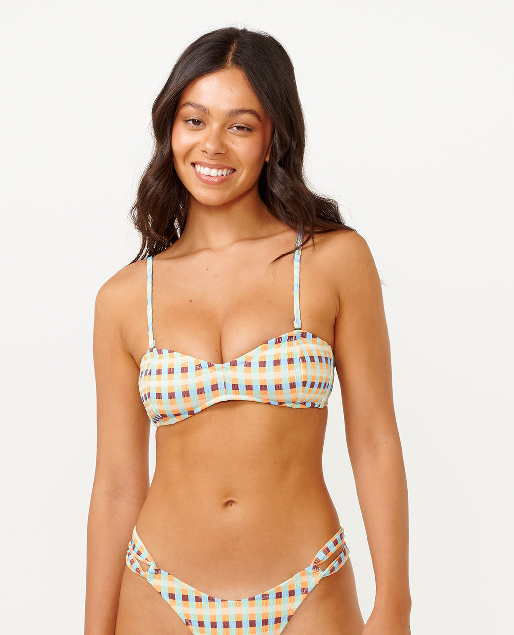 LOTTIE CHECK BANDEAU - blue/tangerine
