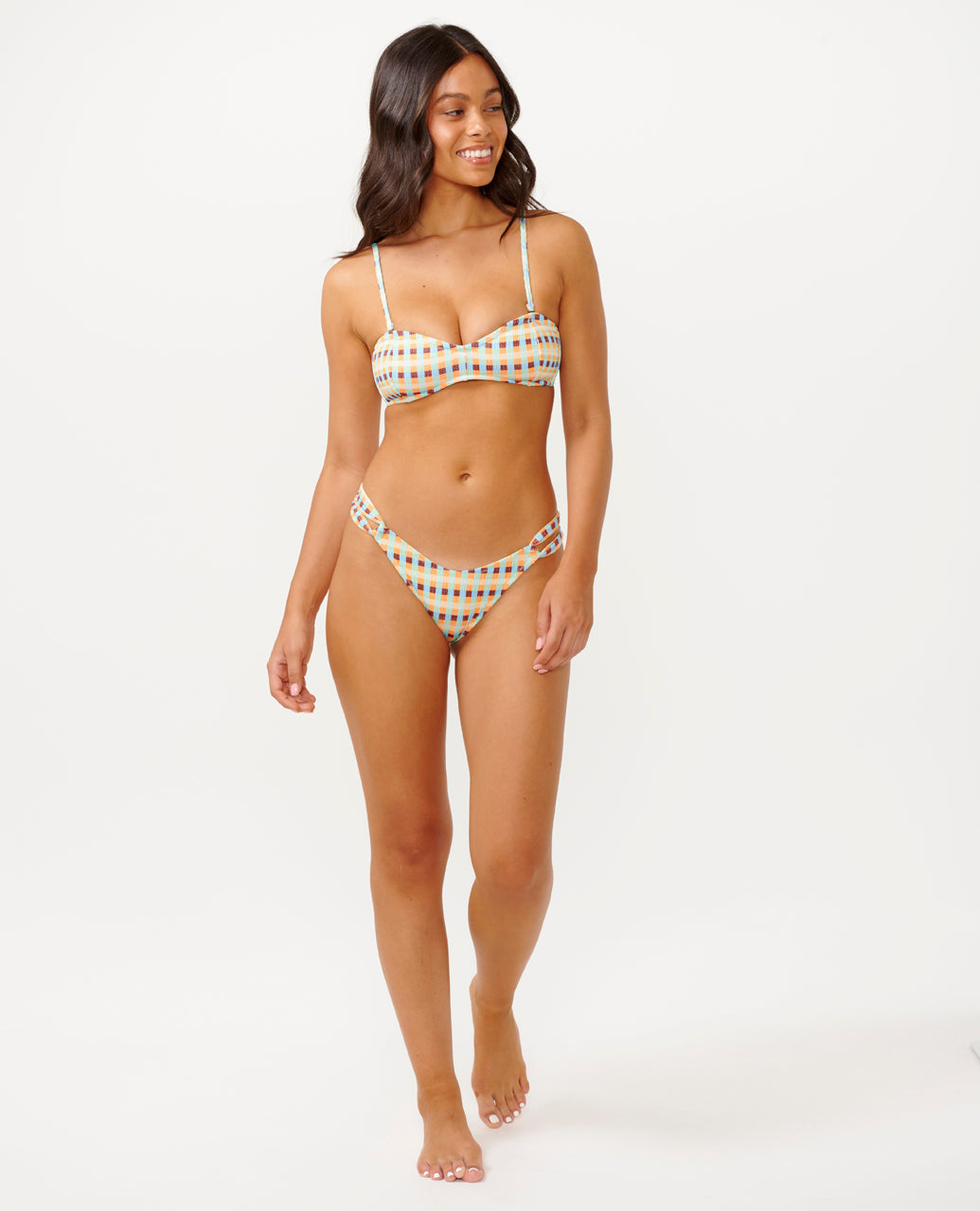 LOTTIE CHECK BANDEAU - blue/tangerine