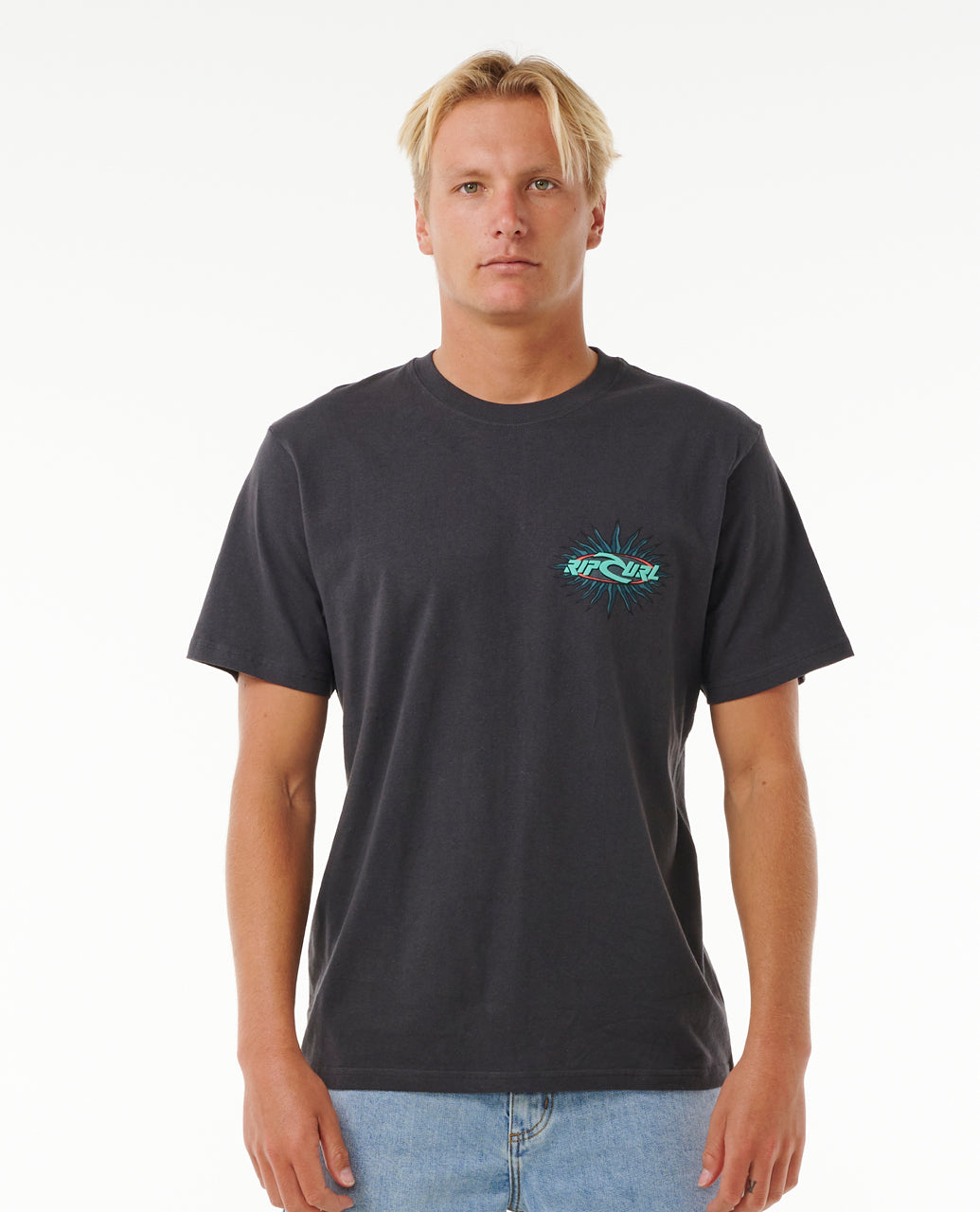 QUEST OVAL BURST TEE - washed black