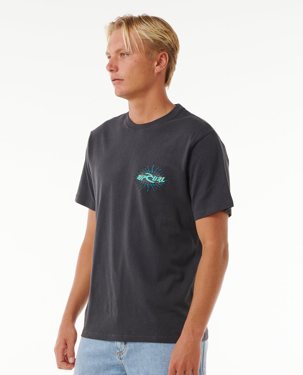 QUEST OVAL BURST TEE - washed black