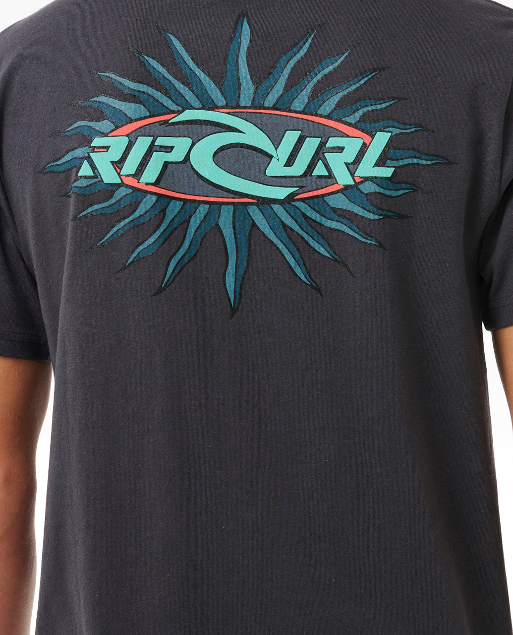 QUEST OVAL BURST TEE - washed black