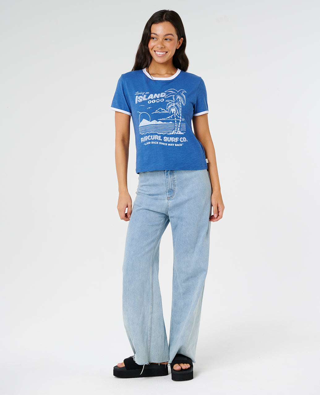 ISLAND TIME SLUB TEE - vintage navy
